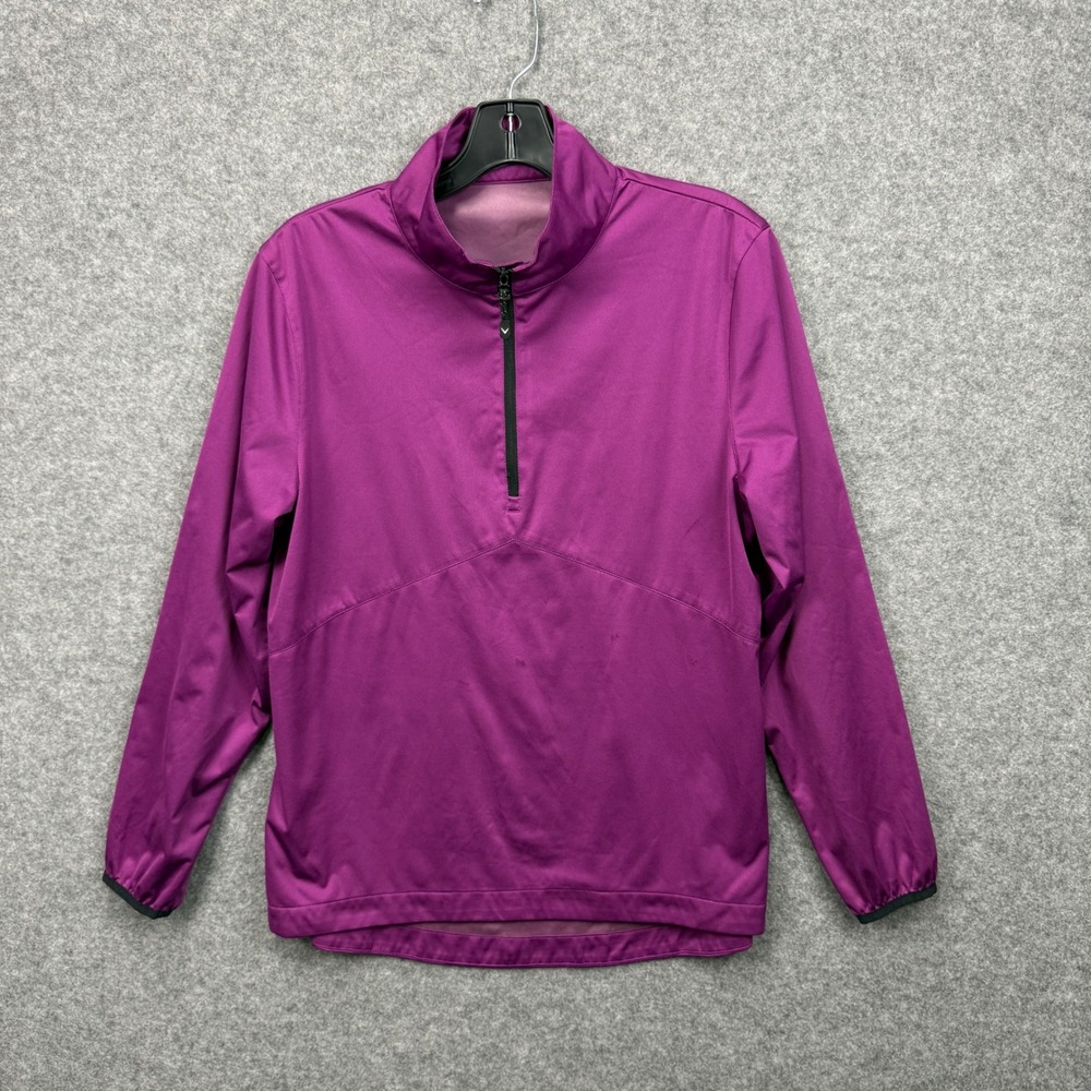 Callaway Womens Magenta Purple Quarter Zip Golf Pullover Mock Neck Size Medium